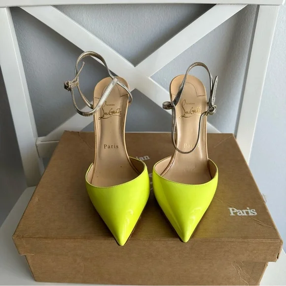 Christian Louboutin Rivierina 100 Patent Specchio Pointed Toe Ankle Straps Heels - Picture 3 of 12